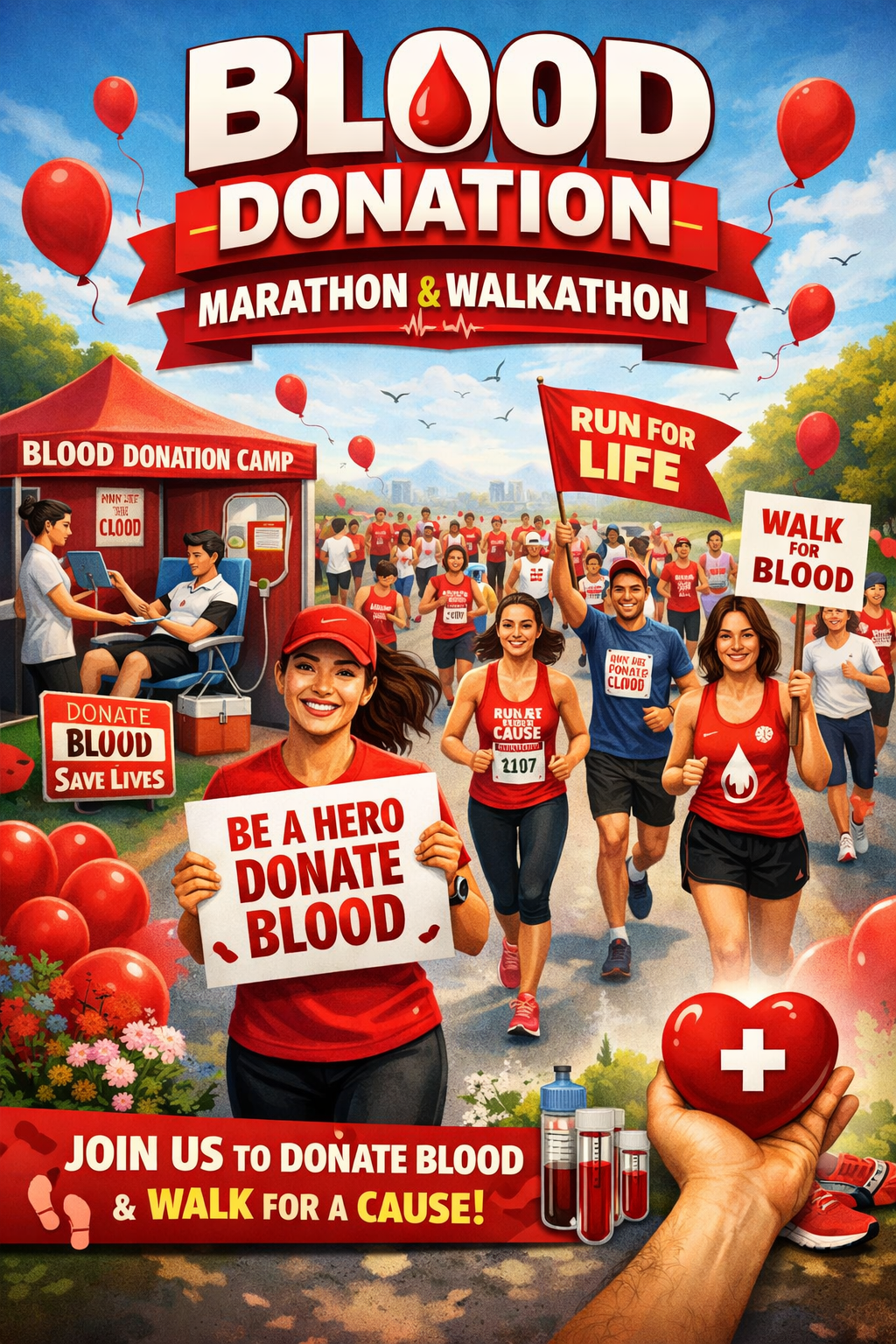 Participants in a blood donation marathon event